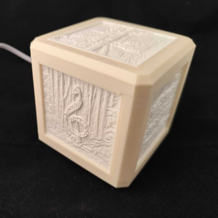 Lâmpada em forma de cubo de litofania - personalizável