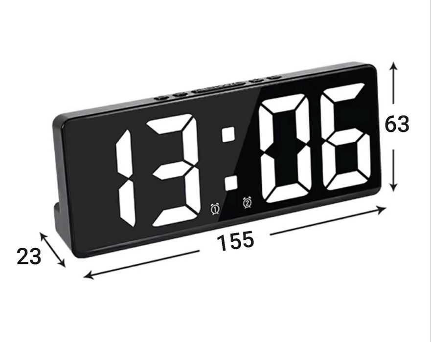 Часы электронные настольные цифровые LED / USB / AAA / 2 Будильника
