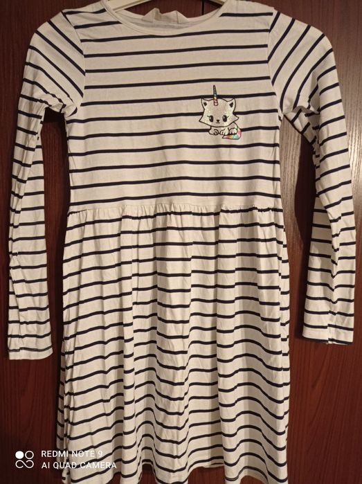 Bawełniana sukienka z jednorożcem H&M 134/140