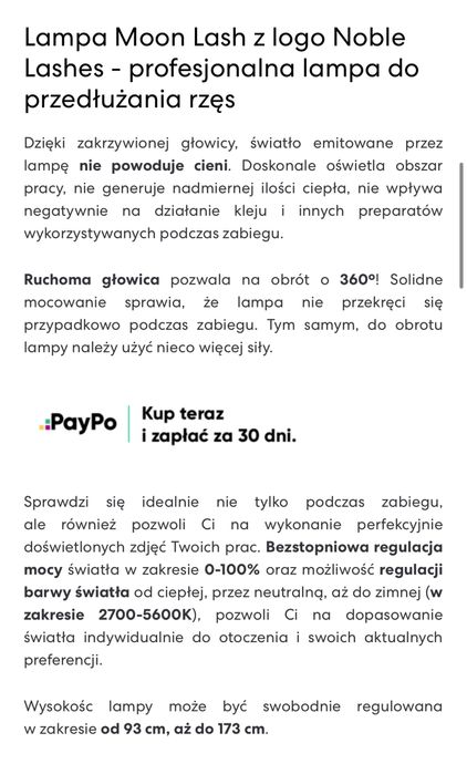 Lampa  Moon Lashes z logo Noble lashes