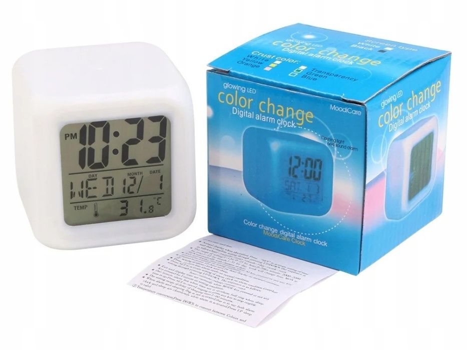 Різнокольоровий Годинник Хамелеон що світиться (будильник нічник+темп)