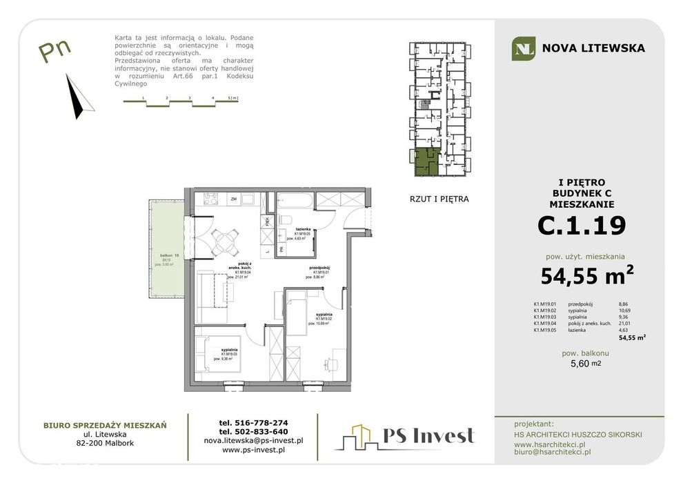 Przestronne 3 pokoje (54,5 m²)! Wielki salon 21 m² | NOVA LITEWSKA