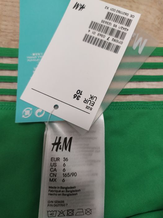 Piękny zielony nowy strój bikini, H&M, roz. 36, S