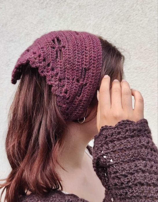 chustka trójkątna na szydełku handmade