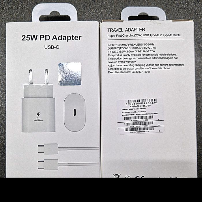 Зарядное устройство блок быстрой зарядки Samsung typeC 25W, шнур 1м