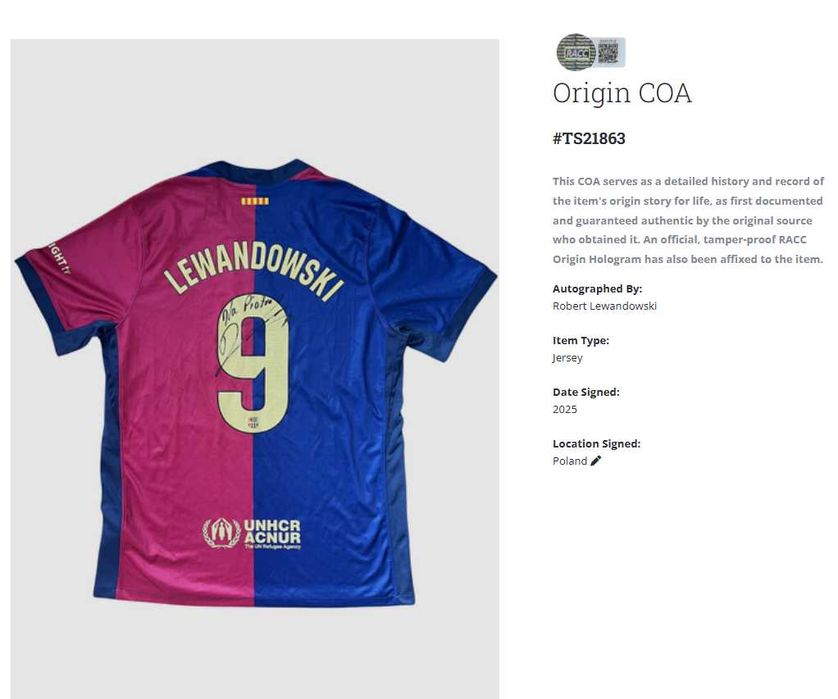 Robert Lewandowski FC Barcelona Travis Scott koszulka z autografem