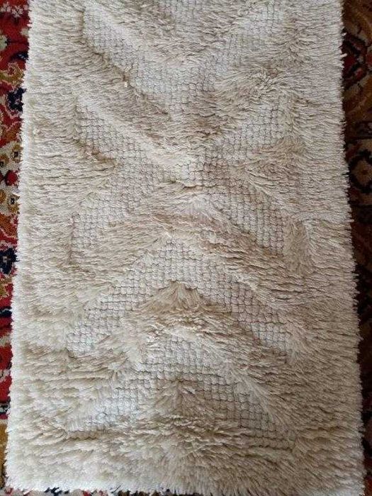 Conjunto de 3 Tapetes de quarto brancos, de pelo alto
