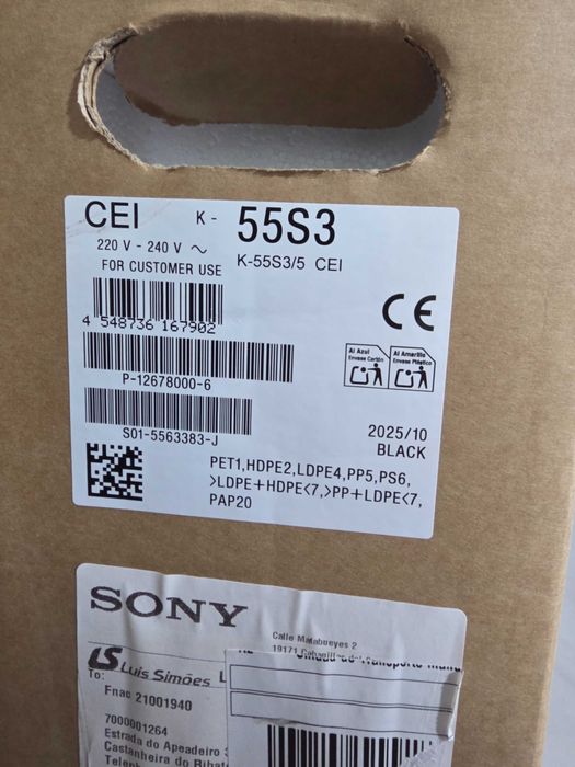 Pack Home Cinema Sony: Smart TV 55" BRAVIA 3 modelo K-55S35B.CEI + Barra de Som 3.1.2 BRAVIA Theatre Bar 6