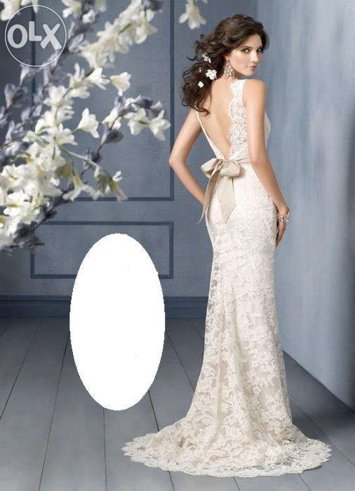 Шикарное Свадебное платье Айвори с нежным кружевом шлейфом и Push-up