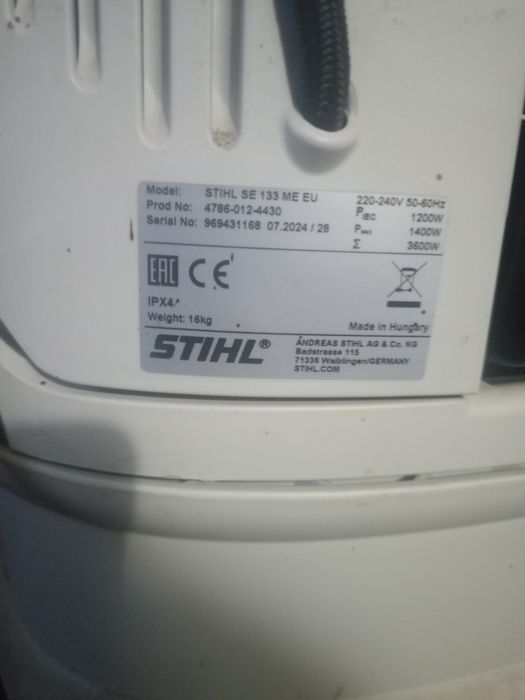 Odkurzacz przemysłowy Stihl SE 133 ME jak nowy