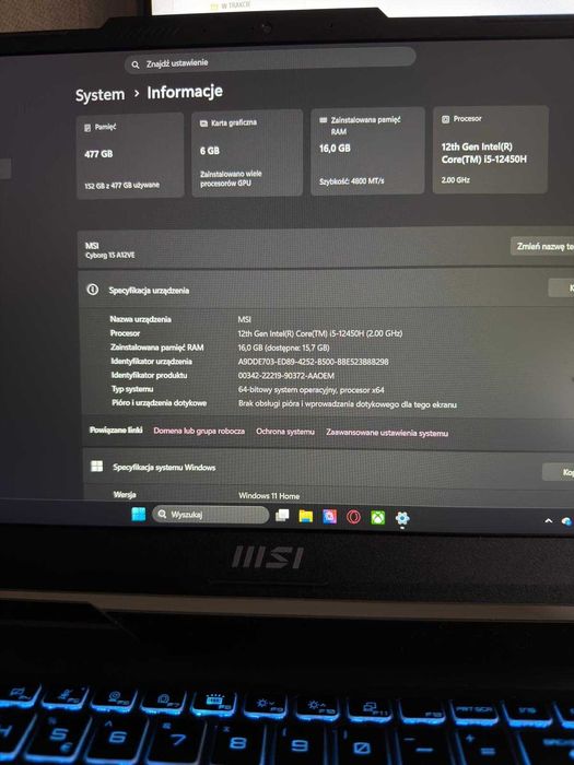 Laptop MSI cyborg 15 A12v