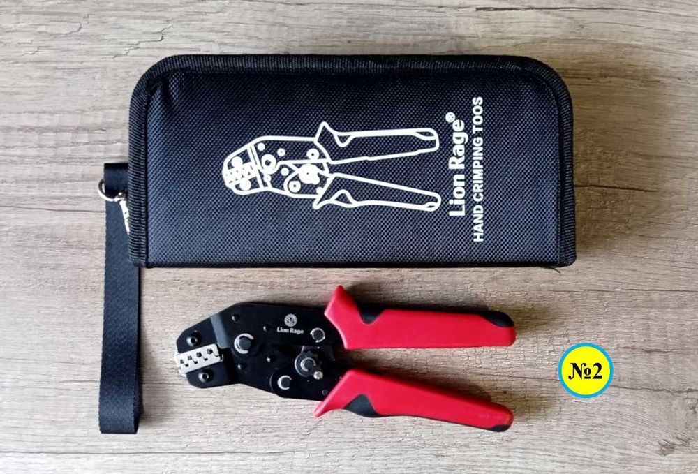 Кримпер, прес-кліщі з набором матриць, сумкою. Набір клем наконечників