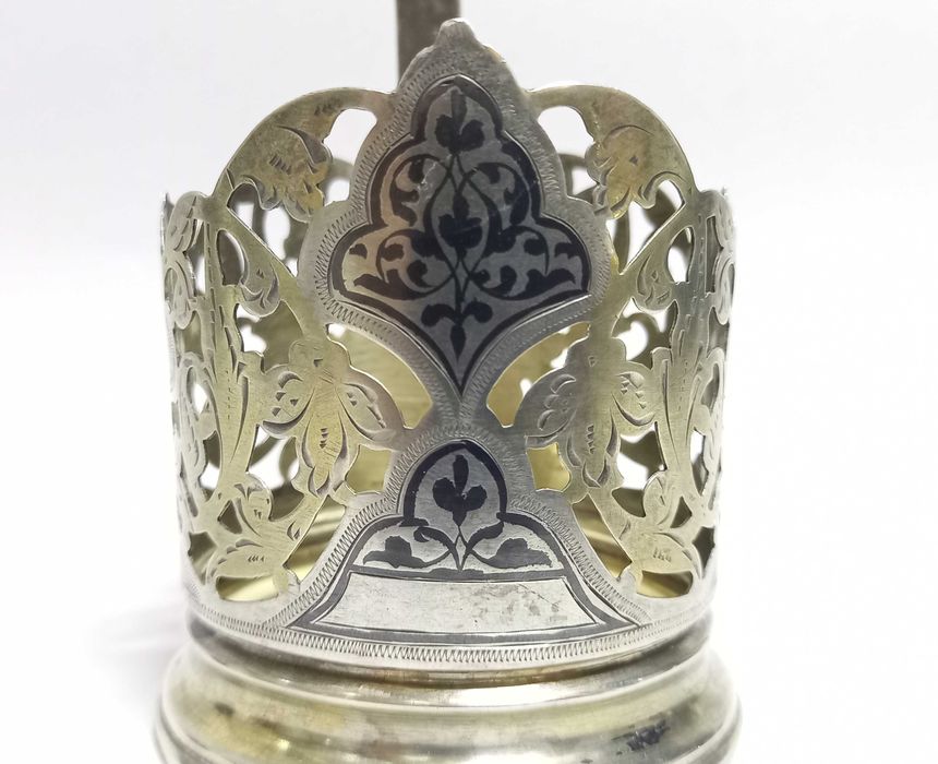 Podstakannik, uchwyt do szklanki, srebro 875, Rosja