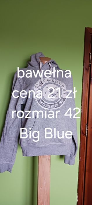 Szara bluza z kapturem I białym nadrukiem Big Blue rozm.40