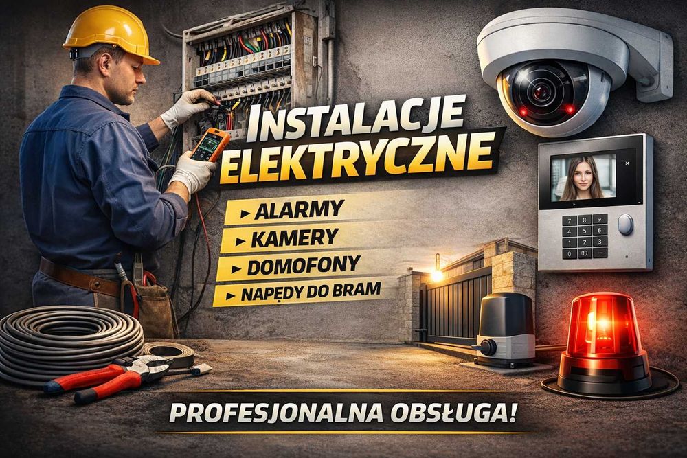 Instalacje elektryczne, elektryka, kamery, alarm, napęd do bramy