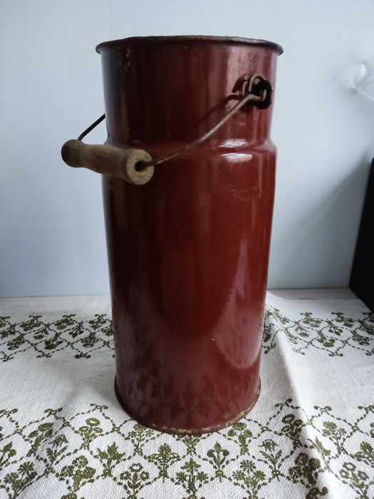 Kanka, bańka emaliowana brązowa na mleko 5l.