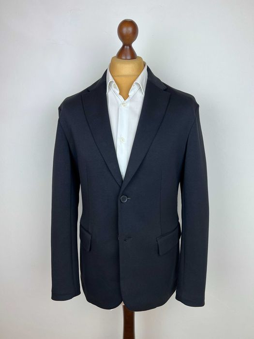 ARMANI EXCHANGE Black Cotton-Blend Blazer cучасний піджак Армані стрейнч
