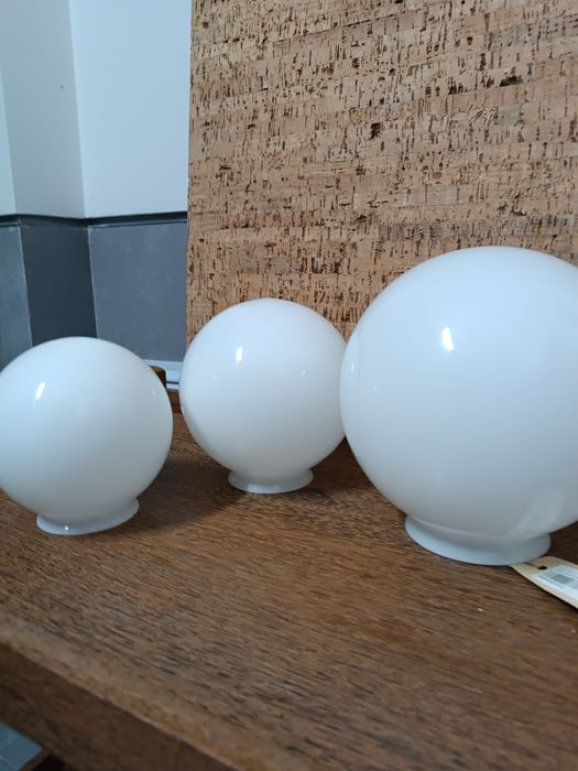 3 White Opaline Globes