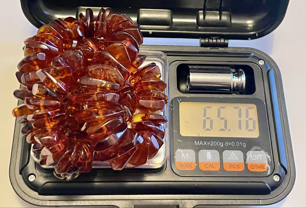 Naszyjnik kolia łańuch bursztyn bałtycki piękny kolor. PRL