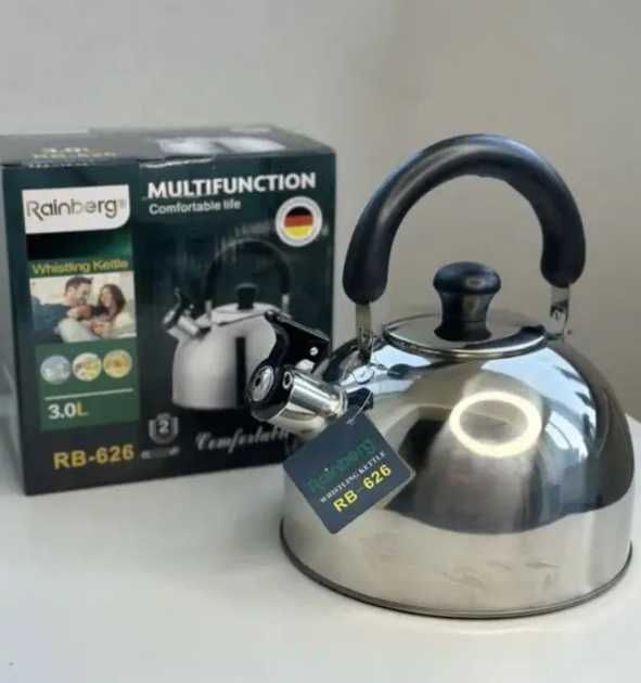 НЕМЕЦКИЙ Чайник для электро и газовых плит Rainberg RB-626 3L Стальной