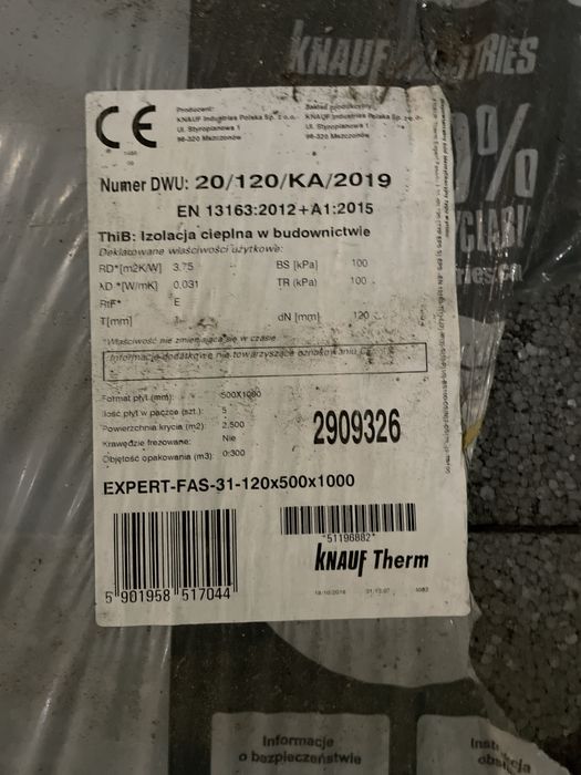 Styropian Knauf term 12cm, fasada lambda 31, paczka