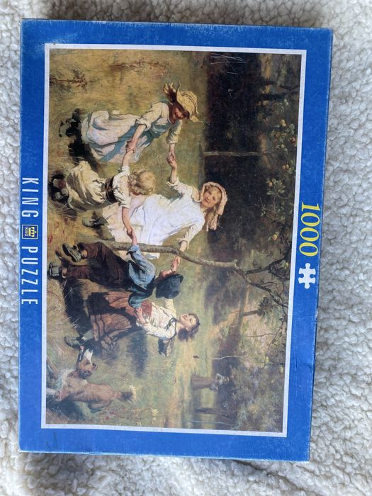 Tańczace dzieci w lesie malownicze puzzle tysiac elememtow