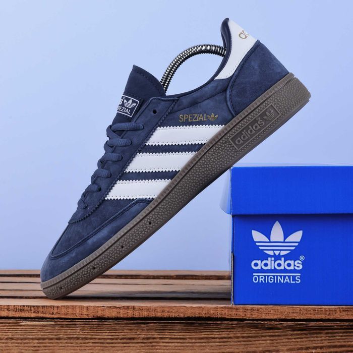 (2281) Кросівки кеди Adidas Handball Spezial сині з білими полосами (41-45)