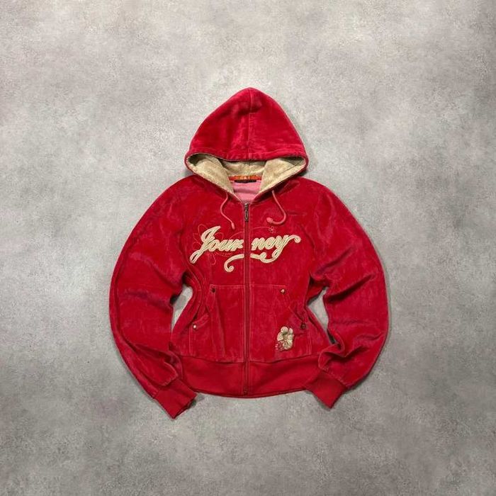 Vintage Bluza Welurowa Y2K Zip Up Hoodie Coquette Swag Trendy Cropped