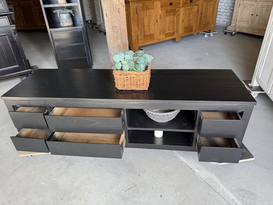 Komoda rtv szafka czarna loft nowoczesna szuflady prosta DREWNIANA