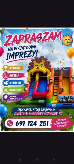 Dmuchańce, Zjeżdżalnie WOLNE TERMINY