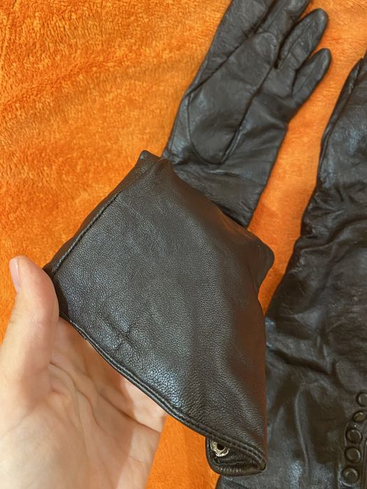 Перчатки женские длинные из натуральной кожи