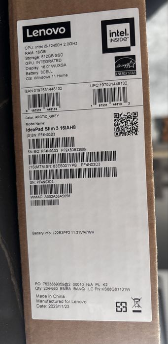 Laptop LENOVO IdeaPad Slim 3 16IAH8