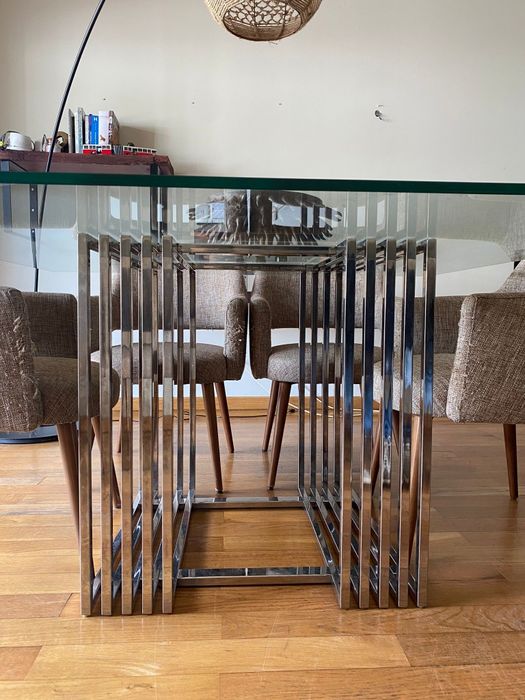 Mesa  de sala em vidro quadrada