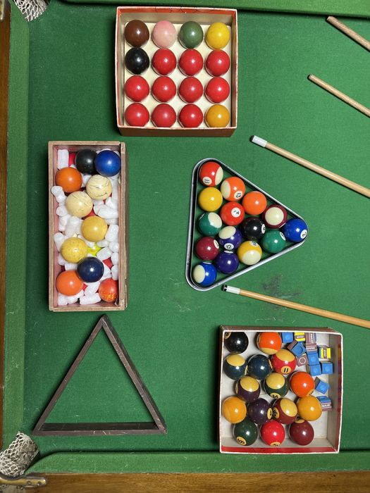 Stół bilardowy E.J. Riley Antyk  183x91,5 cm / kije i bile oryginalne