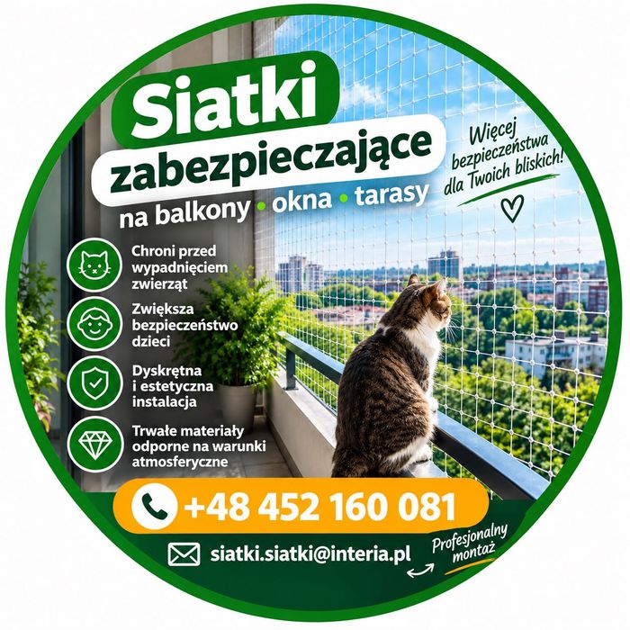 Zabezpieczenie balkonów / wnęk / tarasów , profesjonalne siatkowanie