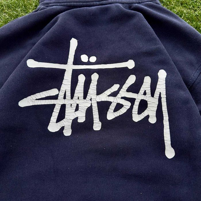Legit Stussy Big Logo Navy Hoodie Оригинальный Худак