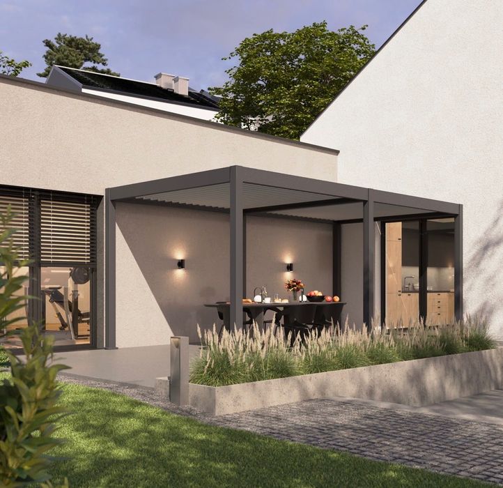 Pergola tarasowa ELEGANCE 3 × 6 m - antracyt/jasnoszary