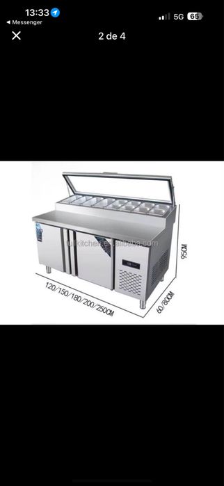 Mesa Refrigerada Profissional / Saladette com Toppings – NOVA