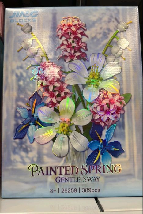Klocki Bukiet Kwiatów Painted Spring – 389 elementów, dekoracja DIY