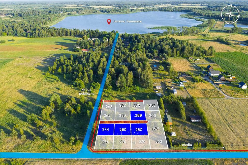 Jezioro Tomaszne blisko jeziora 350 metrów