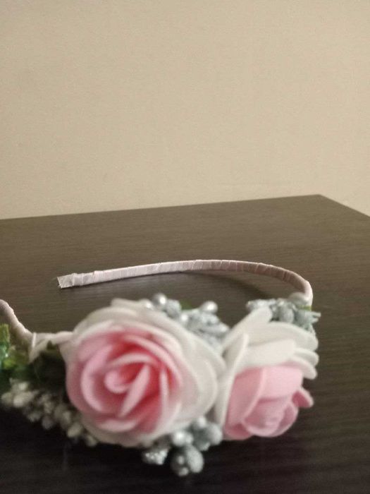 Обруч на голову, віночок український "Рожеві рози", до вишиванки.