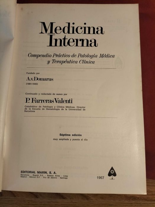 livro "Medicina Interna: Compendio Práctico de Patología Médica y Terapéutica Clínica" - CXL6