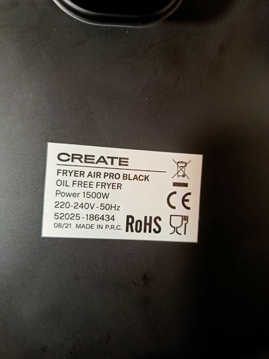 Air Fryer Create Fryer Air Pro Black – 3.5L (1500W) – Como Nova