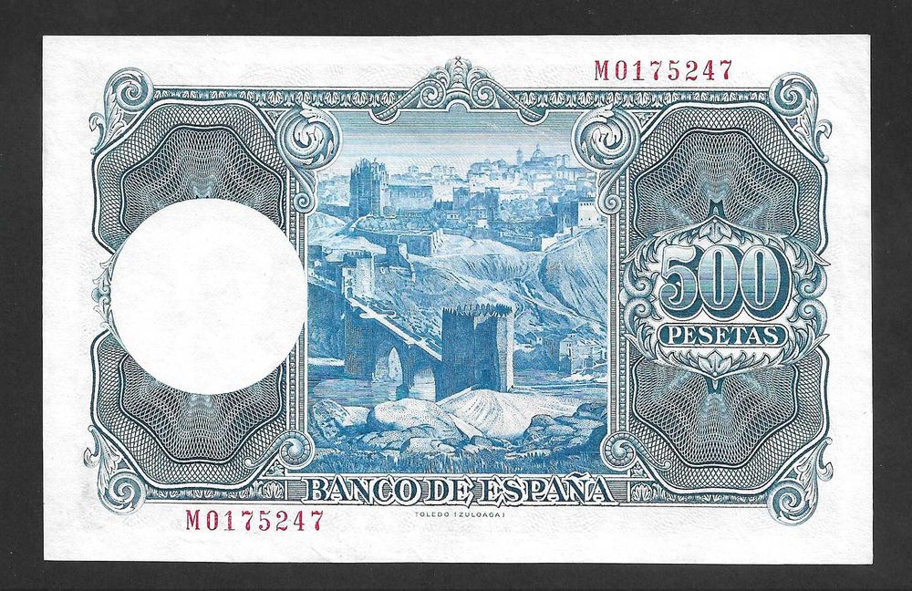 Nota de 500 pesetas do ano de 1954 - Belíssima