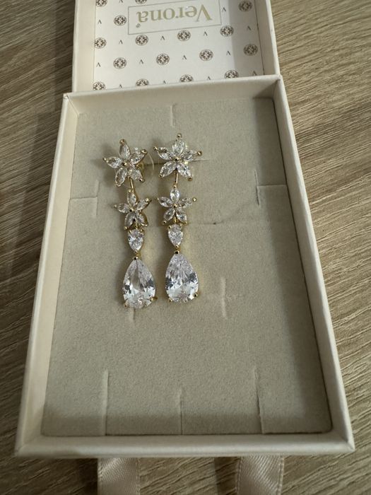 Kolczyki ślubne kwiaty eleganckie