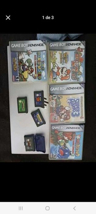 GBA Retroiluminado  Caixa Mario, Wario4 e Sonic com Manuais