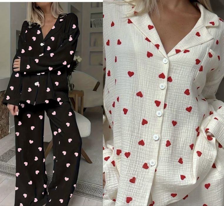 Жіноча піжама з сердечками M