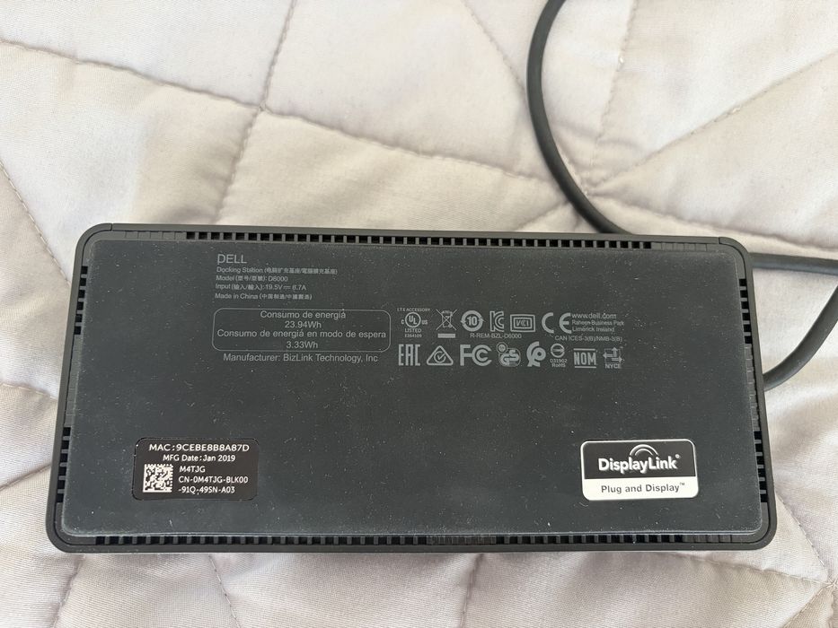 Dell D6000 Stacja Dokująca USB-C + zasilacz 65W | uszkodzony przewód USB-C