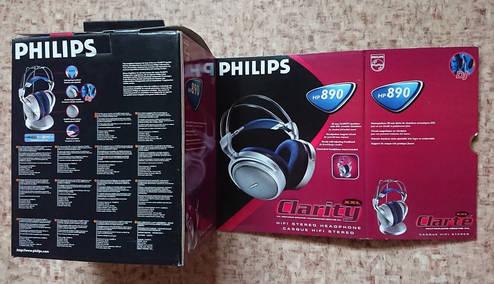 Коробка от винтажных hi-end наушников Philips HP 890