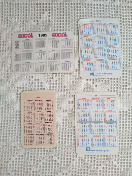 Calendários da Capri-Sonne e Sucol - 1990 / 1991 / 1992